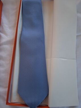 Hermes Blue Micro-Pattern Silk Tie
